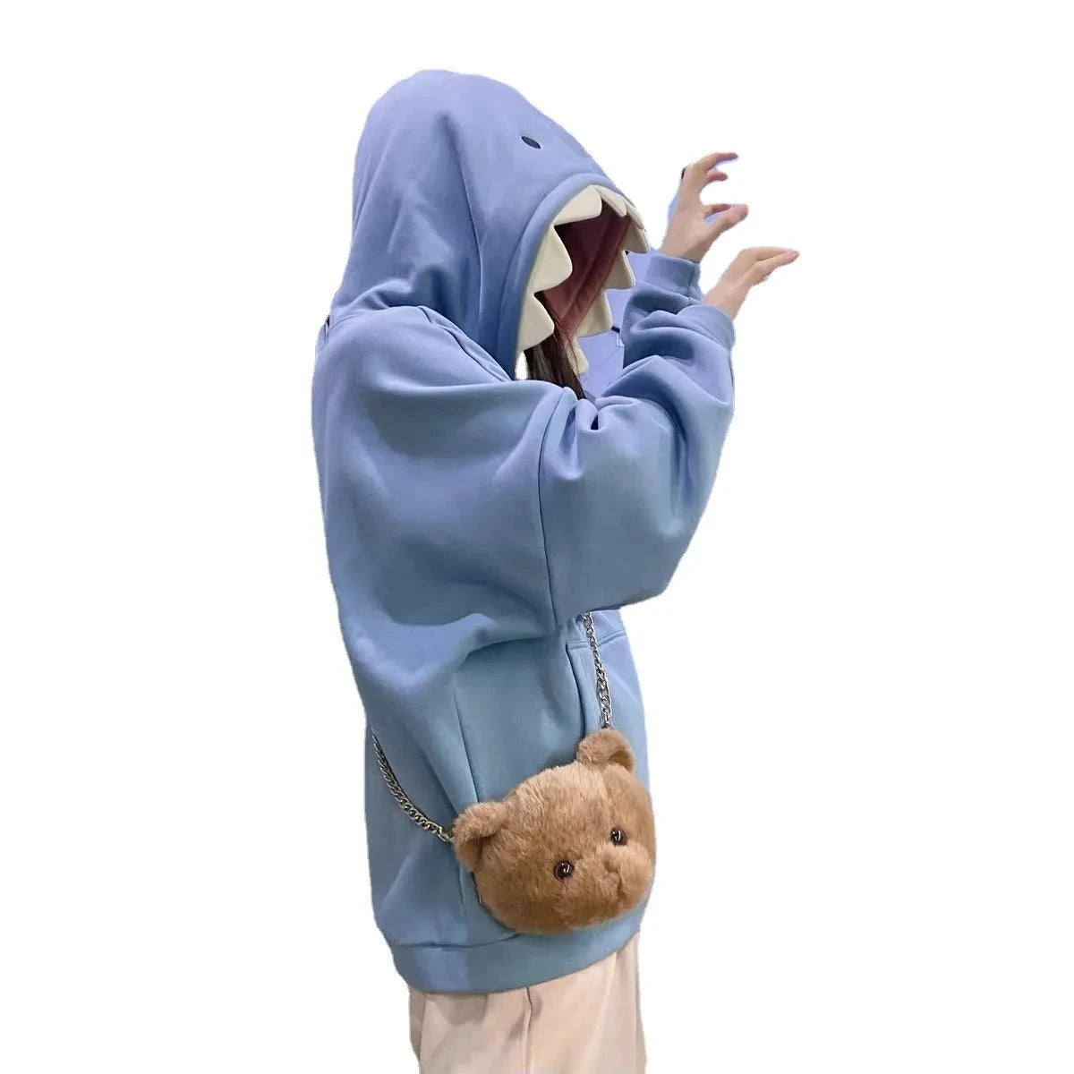 Fun Shark Splicing Hoodie for Men and Women