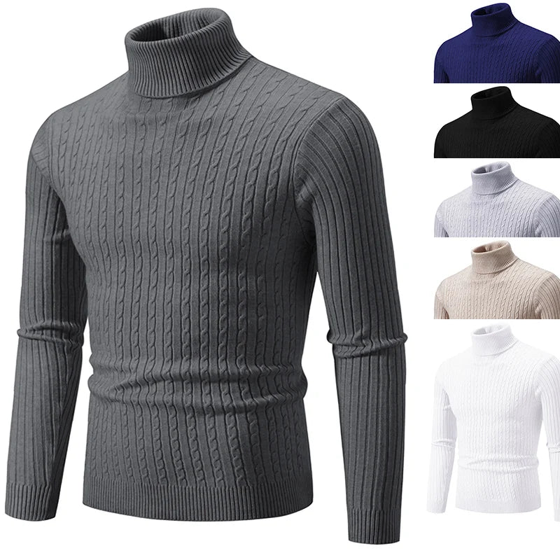 Men's Knitted Tight High Neck Sweater