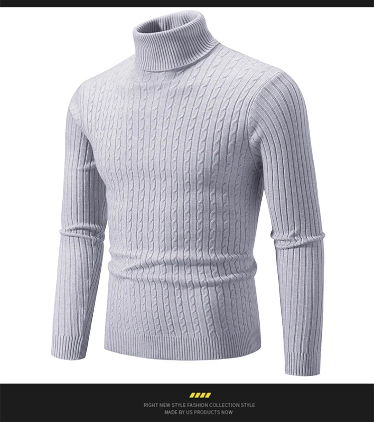 Men's Knitted Tight High Neck Sweater