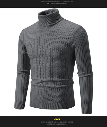 Men's Knitted Tight High Neck Sweater