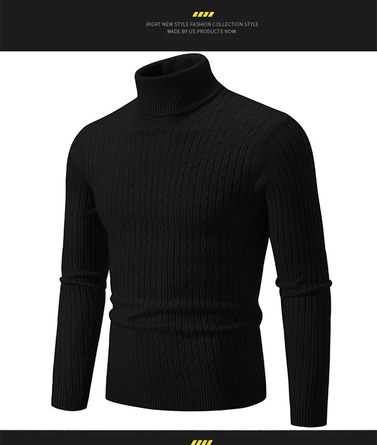 Men's Knitted Tight High Neck Sweater