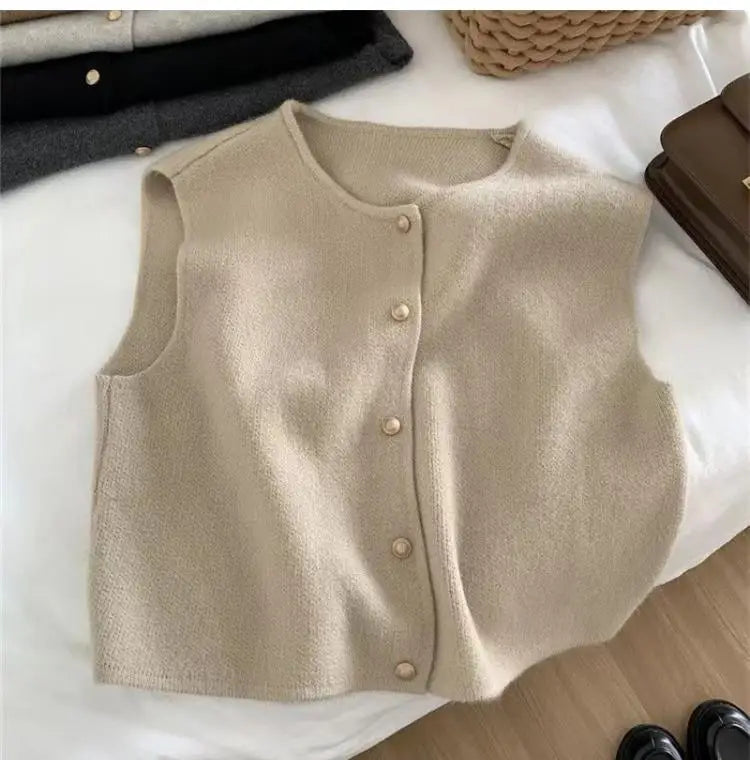 Women Cardigan Sleeveless Sweater