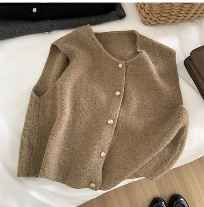 Women Cardigan Sleeveless Sweater