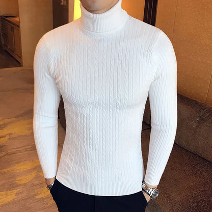 Men's Knitted Tight High Neck Sweater