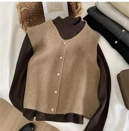 Women Cardigan Sleeveless Sweater