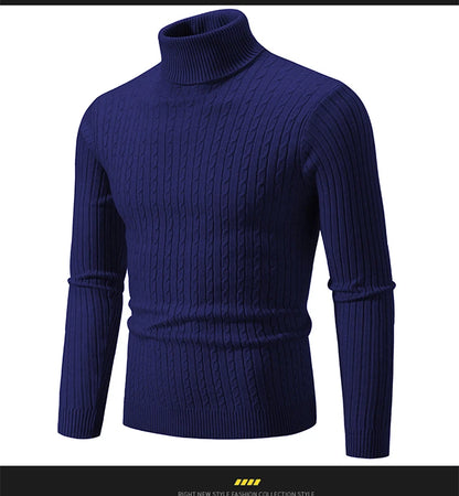 Men's Knitted Tight High Neck Sweater