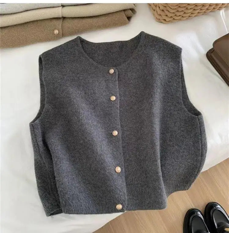 Women Cardigan Sleeveless Sweater