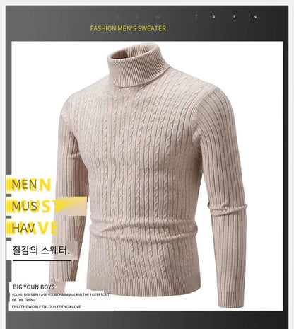 Men's Knitted Tight High Neck Sweater