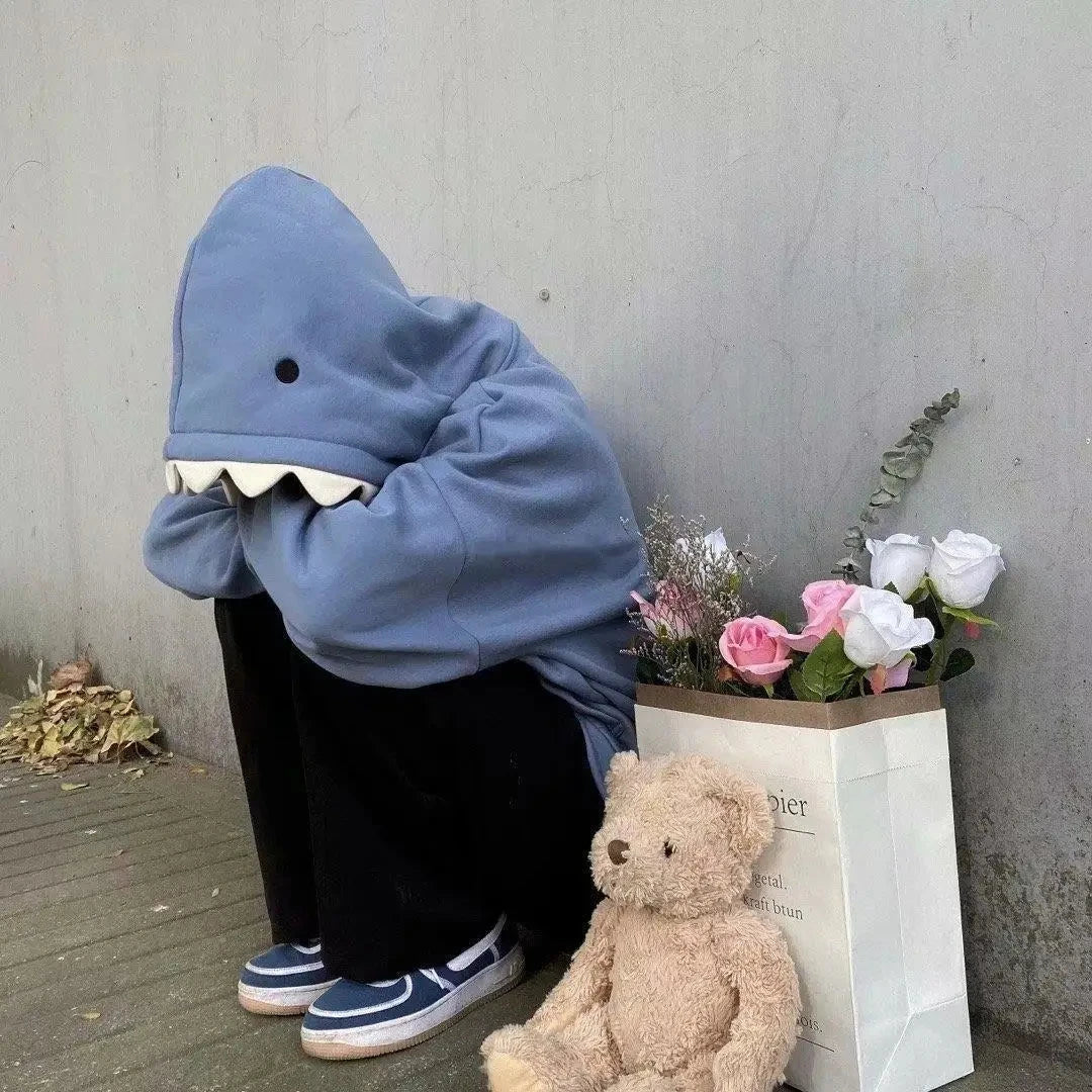 Fun Shark Splicing Hoodie for Men and Women