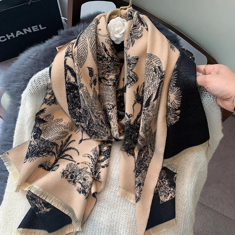 Luxury Floral Print Scarf