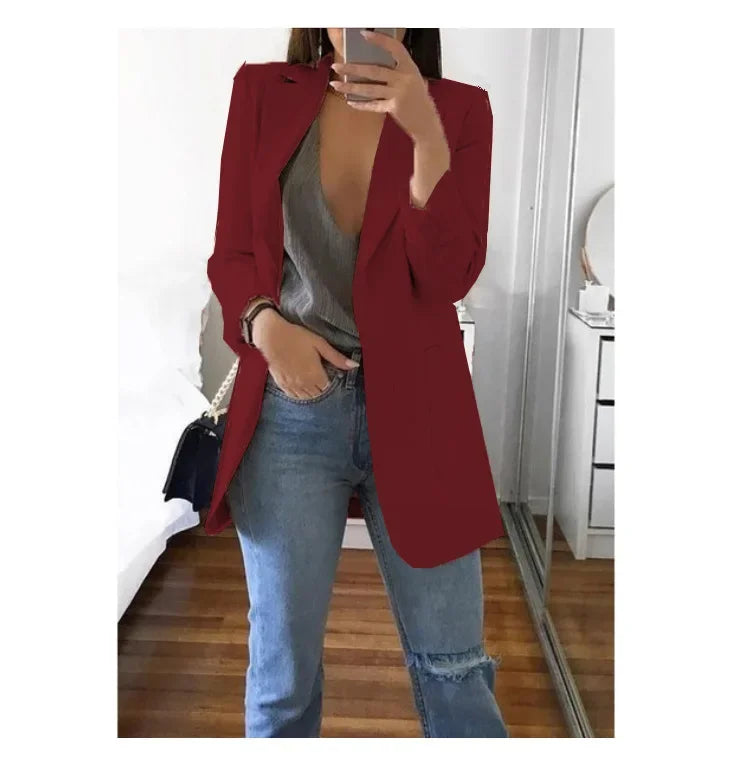 Casual Slim Fit Polo Neck Cardigan for Women